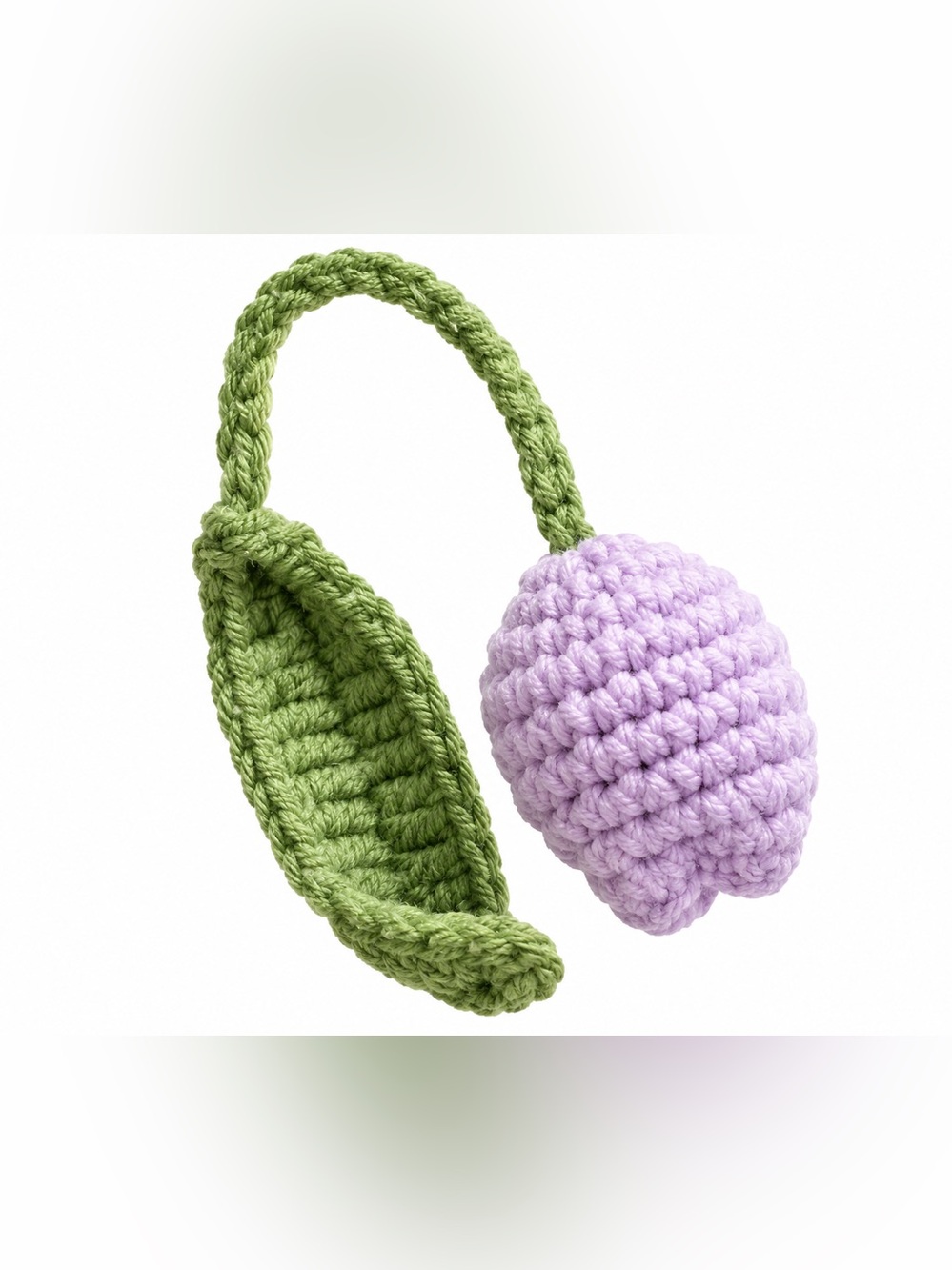 🌷 3 Crochet Tulip Flower Charms Pink Purple Green Handmade Embellishments - Picture 4 of 7